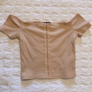 top shop off the shoulder top- cream